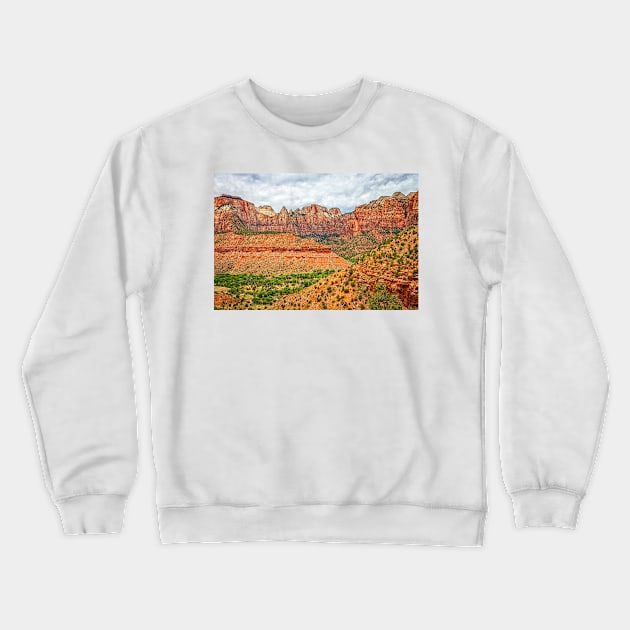 Watchman Trail View, Zion National Park Crewneck Sweatshirt by Gestalt Imagery